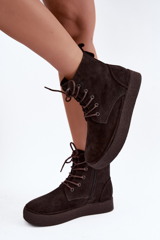 Botines aislados de ante sintético Sergio Leone BT-30 CzekoladoĮe