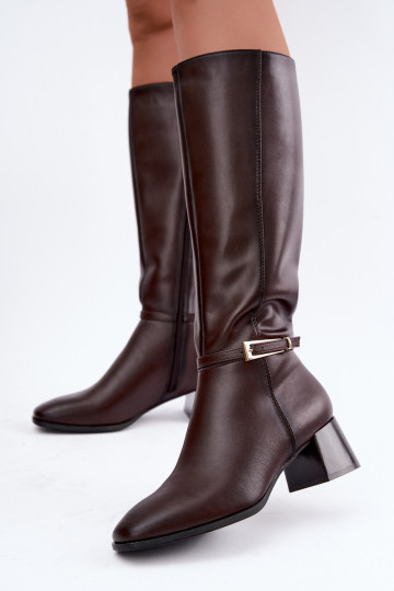 Botas altas de cuero aisladas con tacones y hebillas Sergio Leone KZ-31 2