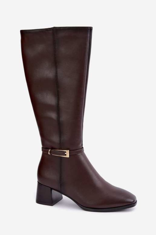 Botas altas de cuero aisladas con tacones y hebillas Sergio Leone KZ-31