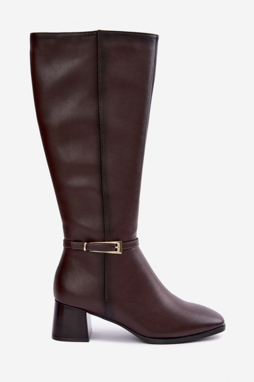 Botas altas de cuero aisladas con tacones y hebillas Sergio Leone KZ-31