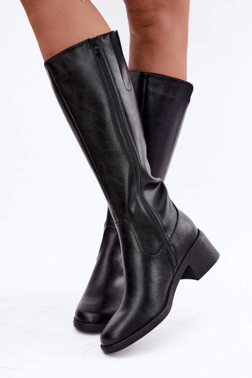 Botas altas negras de cuero aisladas Klocke Sergio Leone KZ-17