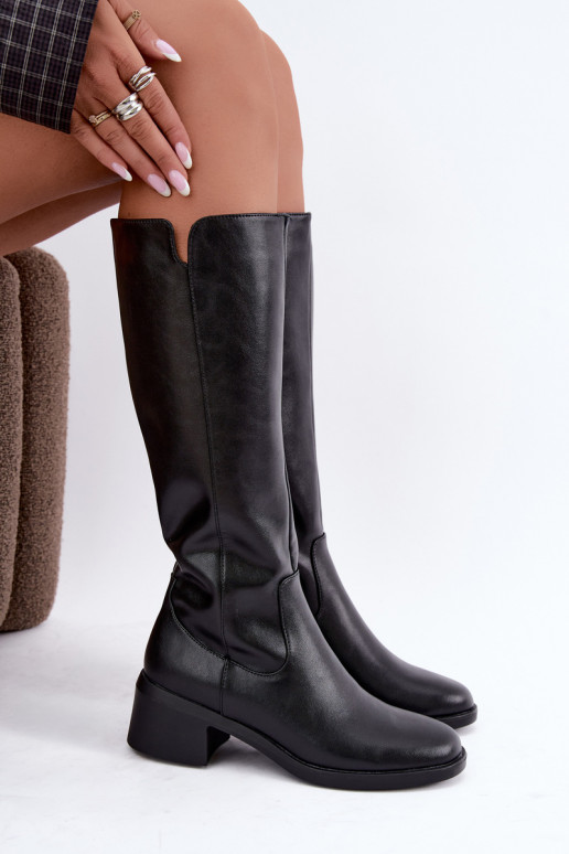 Botas altas negras de cuero aisladas Klocke Sergio Leone KZ-17