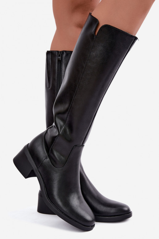 Botas altas negras de cuero aisladas Klocke Sergio Leone KZ-17