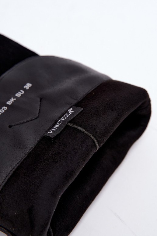Botas altas negras de ante sintético de estilo vaquero con tacón Vinceza 133103