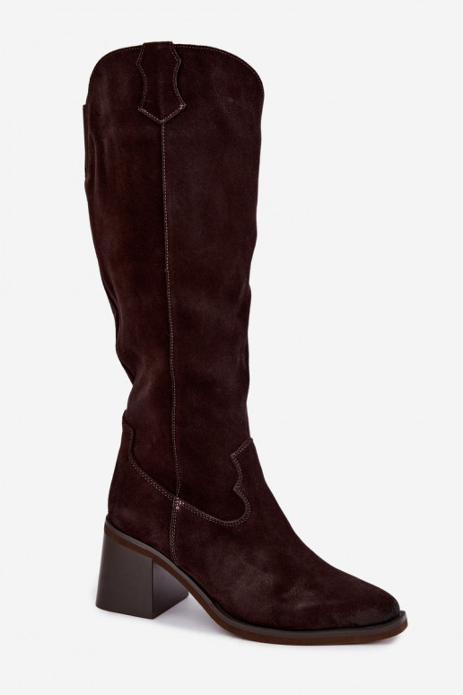 Botas cowboy de ante sintético con tacones Vinceza 133103 chocolate