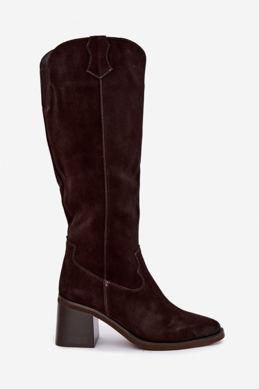 Botas cowboy de ante sintético con tacones Vinceza 133103 chocolate