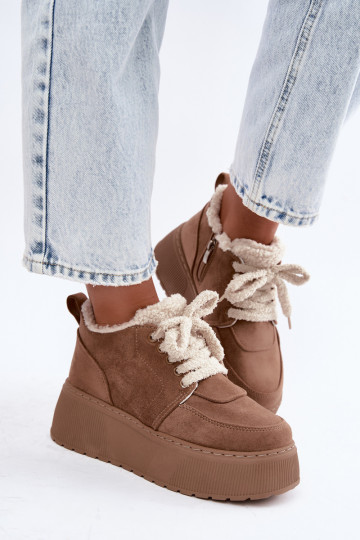 Botas de nieve para mujer con plataforma y pelo Luma color arena