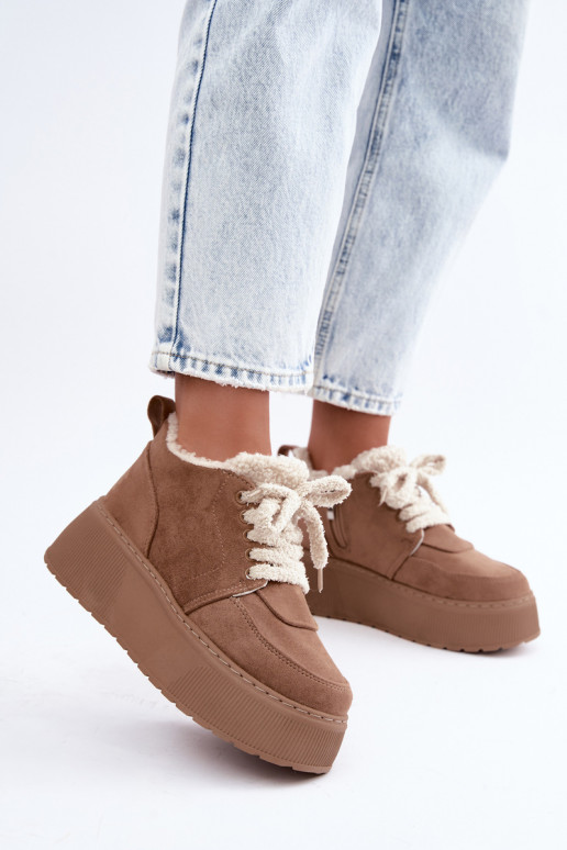 Botas de nieve para mujer con plataforma y pelo Luma color arena