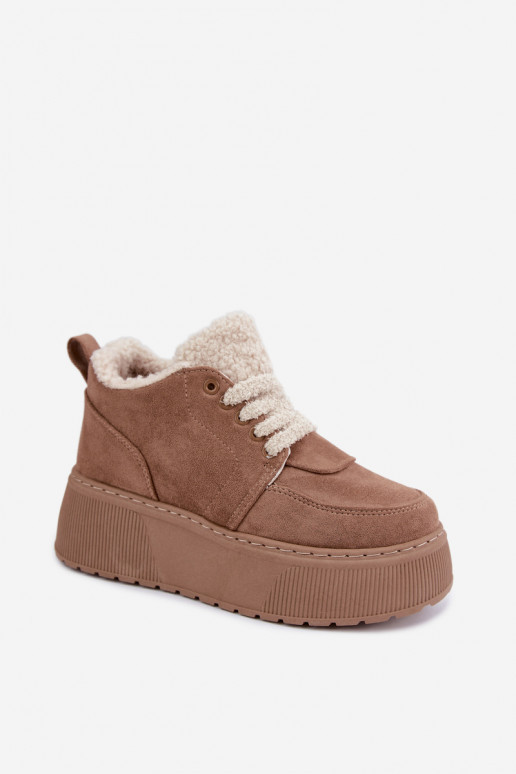 Botas de nieve para mujer con plataforma y pelo Luma color arena