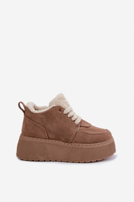 Botas de nieve para mujer con plataforma y pelo Luma color arena