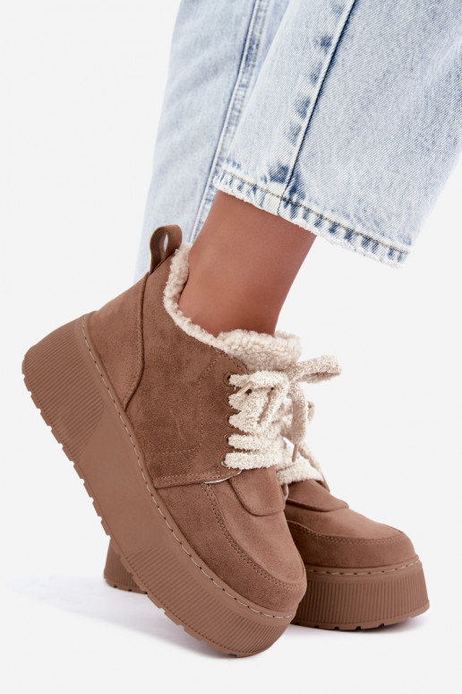 Botas de nieve para mujer con plataforma y pelo Luma color arena