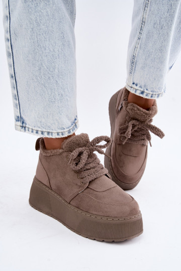 Botas de nieve para mujer con plataforma y pelo Luma color arcilla