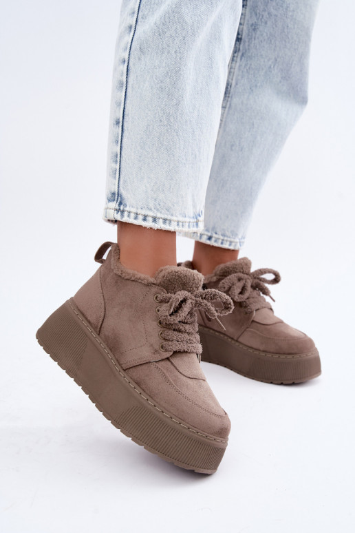 Botas de nieve para mujer con plataforma y pelo Luma color arcilla