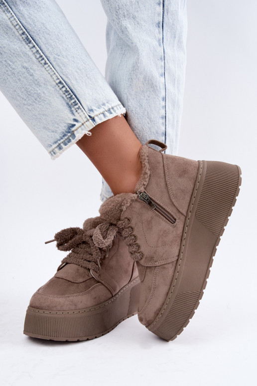 Botas de nieve para mujer con plataforma y pelo Luma color arcilla
