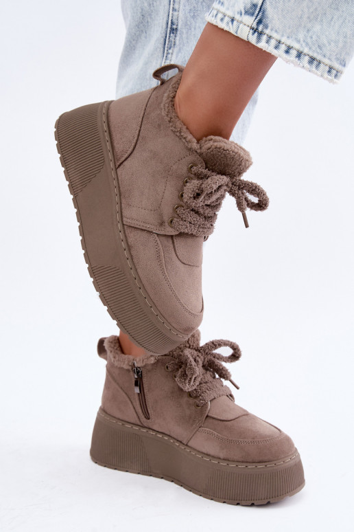 Botas de nieve para mujer con plataforma y pelo Luma color arcilla
