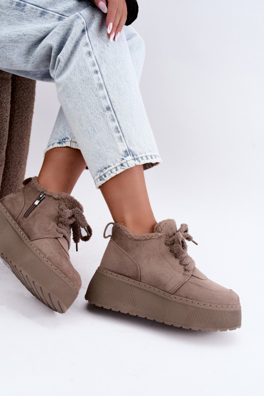 Botas de nieve para mujer con plataforma y pelo Luma color arcilla
