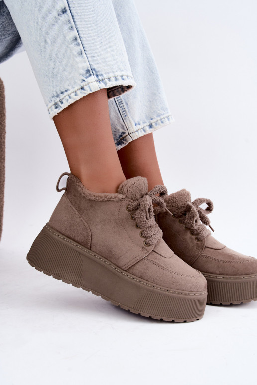 Botas de nieve para mujer con plataforma y pelo Luma color arcilla