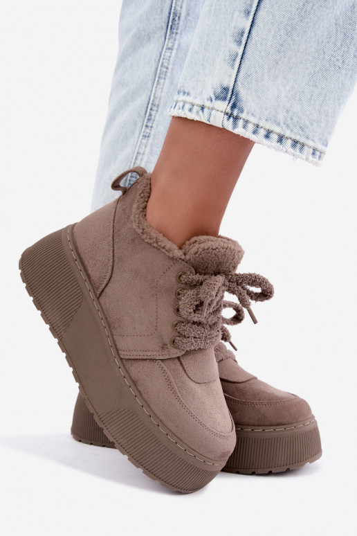 Botas de nieve para mujer con plataforma y pelo Luma color arcilla