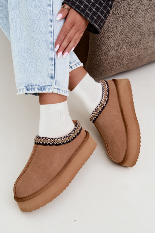 Botas de nieve de ante sintético con franja decorativa Vinceza 97972 marrón