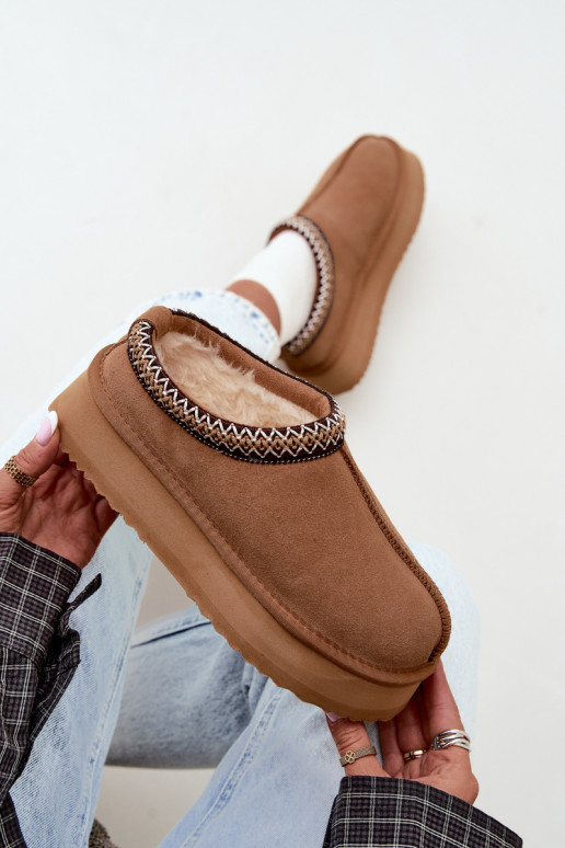 Botas de nieve de ante sintético con franja decorativa Vinceza 97972 marrón