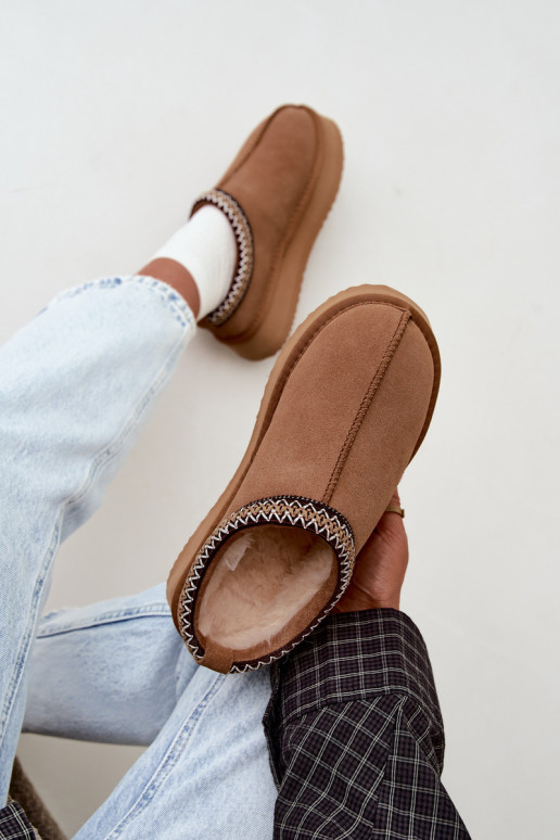Botas de nieve de ante sintético con franja decorativa Vinceza 97972 marrón