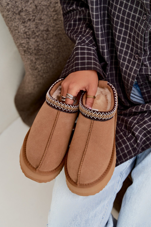 Botas de nieve de ante sintético con franja decorativa Vinceza 97972 marrón