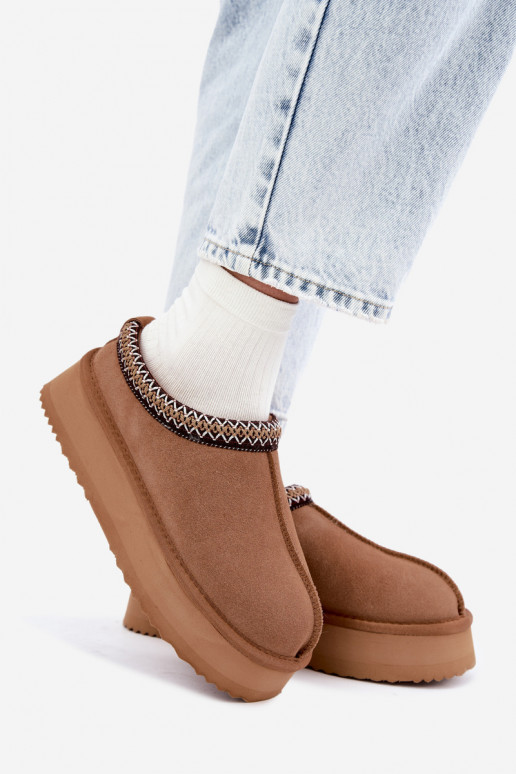 Botas de nieve de ante sintético con franja decorativa Vinceza 97972 marrón