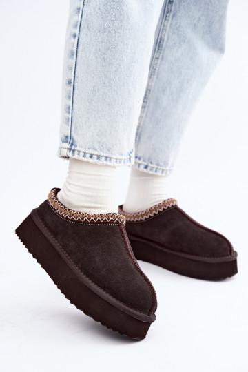 Botas de nieve de ante sintético con franja decorativa Vinceza 97972 chocolate 2