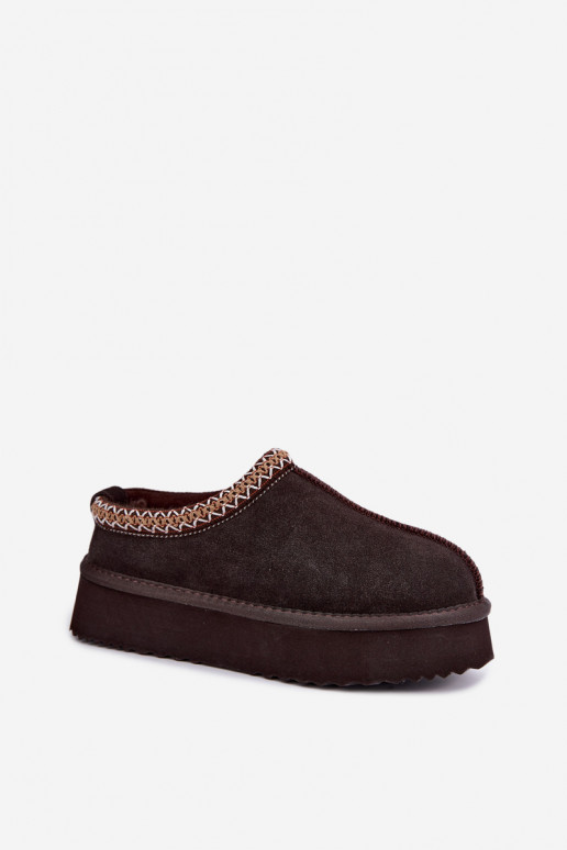 Botas de nieve de ante sintético con franja decorativa Vinceza 97972 chocolate