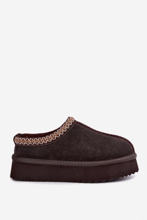 Botas de nieve de ante sintético con franja decorativa Vinceza 97972 chocolate