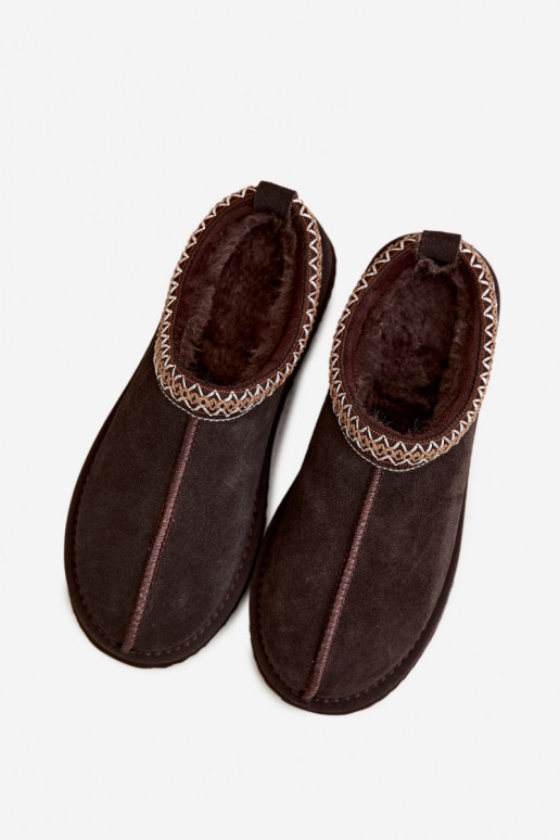 Botas de nieve de ante sintético con franja decorativa Vinceza 97972 chocolate