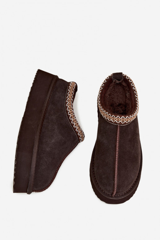 Botas de nieve de ante sintético con franja decorativa Vinceza 97972 chocolate