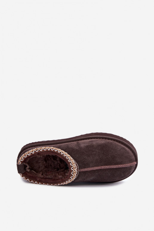 Botas de nieve de ante sintético con franja decorativa Vinceza 97972 chocolate