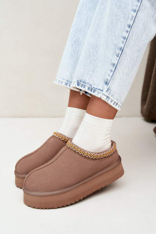 Botas de nieve de ante sintético con franja decorativa Vinceza 97972 arena