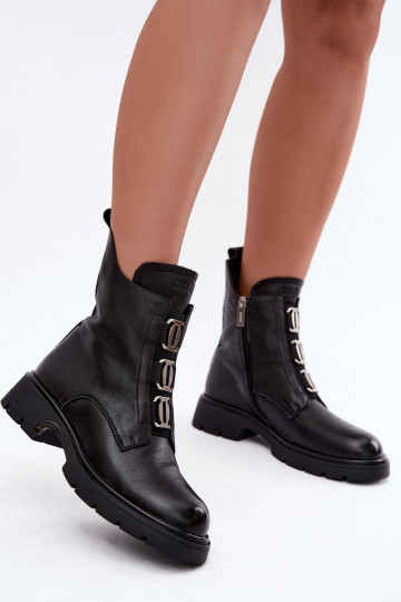 Botines de cuero forrados con detalles elegantes GOE UU2N4138 negros 2