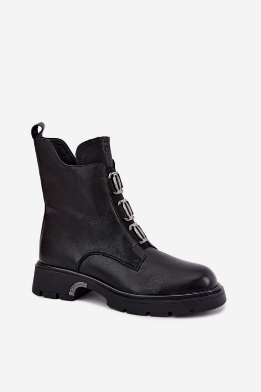 Botines de cuero forrados con detalles elegantes GOE UU2N4138 negros