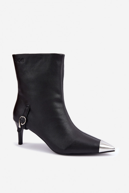 Botines de cuero forrados con tacones finos GOE UU2N4226 negros