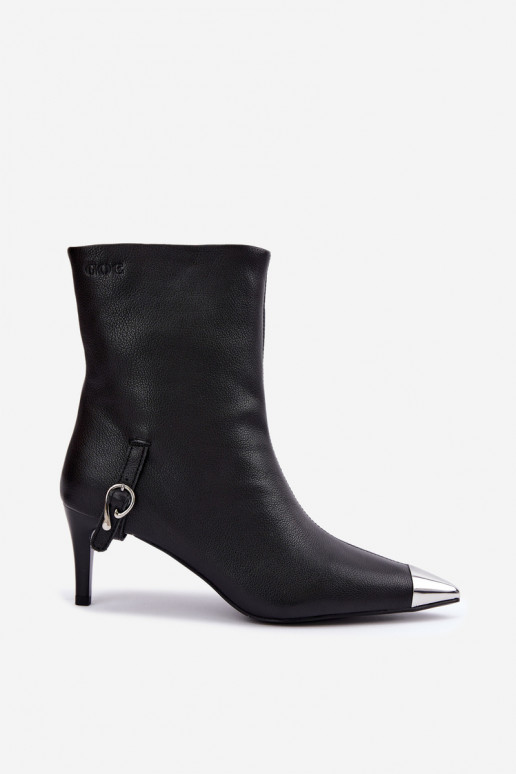 Botines de cuero forrados con tacones finos GOE UU2N4226 negros