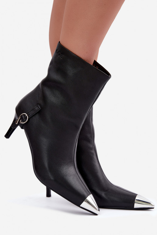 Botines de cuero forrados con tacones finos GOE UU2N4226 negros