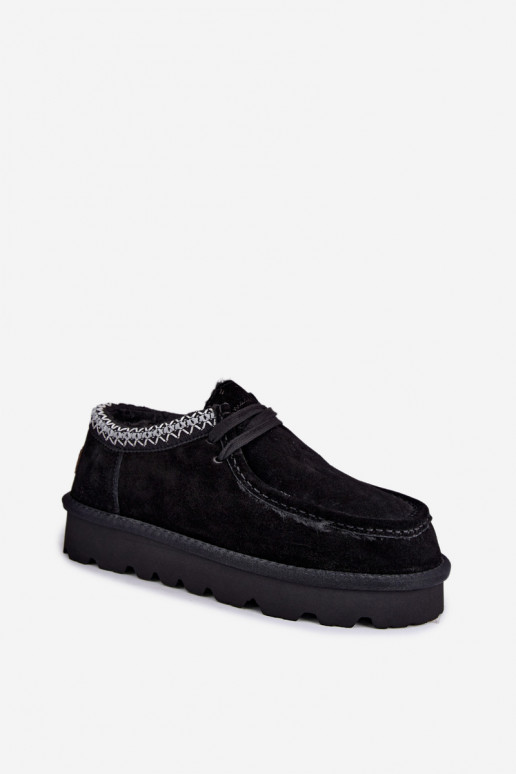 Botas de nieve de ante sintético con elementos bordados D7868-01 negras