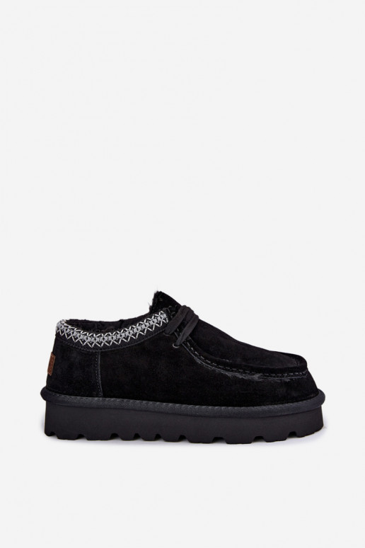 Botas de nieve de ante sintético con elementos bordados D7868-01 negras