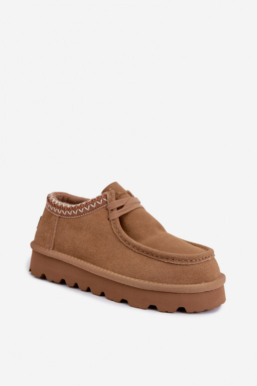 Botas de nieve de ante sintético con elementos bordados D7868-29 marrón