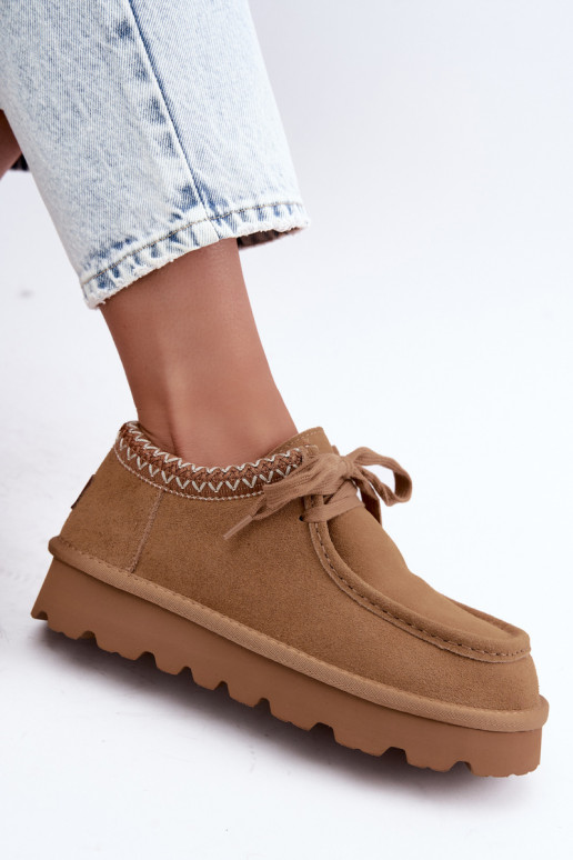 Botas de nieve de ante sintético con elementos bordados D7868-29 marrón