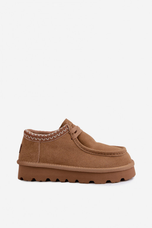 Botas de nieve de ante sintético con elementos bordados D7868-29 marrón