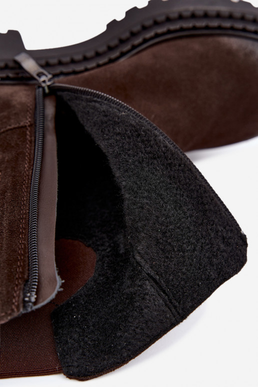 Botines de ante forrados con detalles elegantes Zazoo 60578 chocolate
