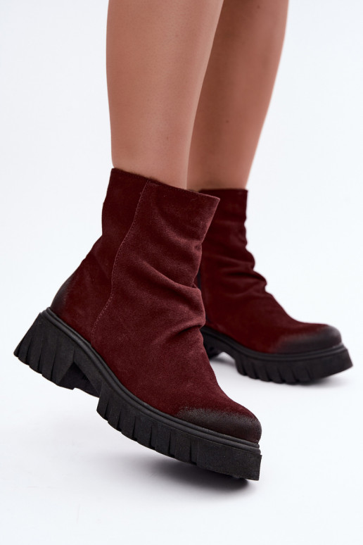 Botines de ante forrados con volantes Zazoo 60590 burdeos