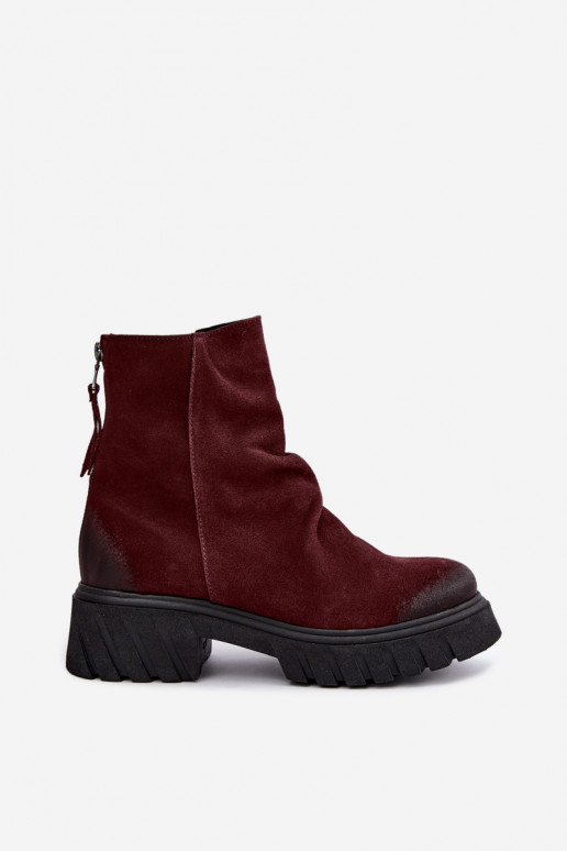Botines de ante forrados con volantes Zazoo 60590 burdeos