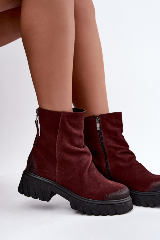 Botines de ante forrados con volantes Zazoo 60590 burdeos