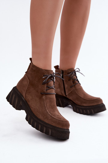 Botines de ante sintético forrados Zazoo 60594 marrón 2
