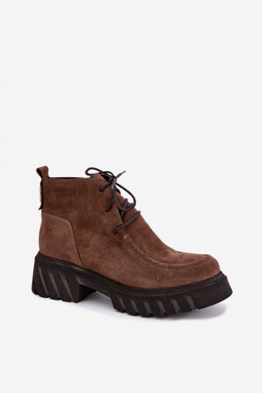 Botines de ante sintético forrados Zazoo 60594 marrón